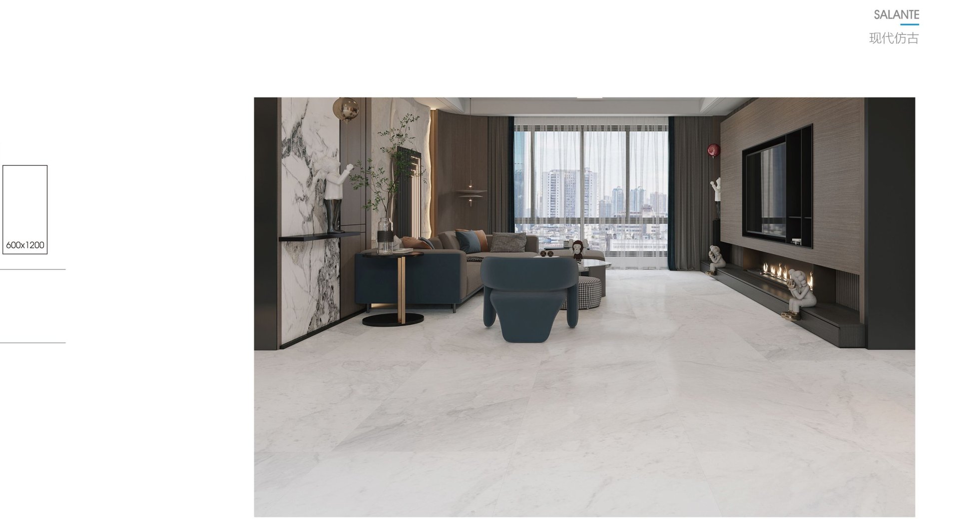 Premium porcelain tile interior
